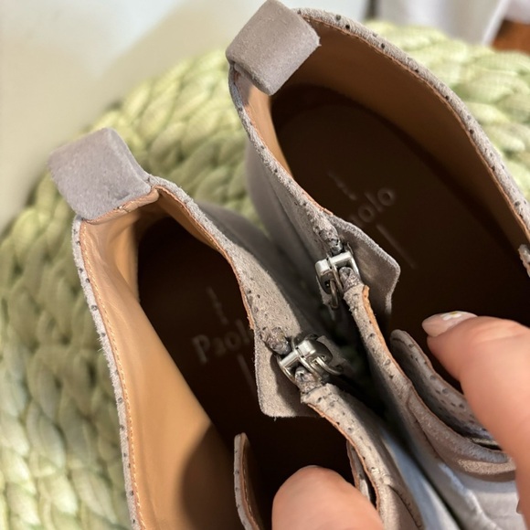 LINEA Paolo Felicia Gray Suede Perforated Hidden Wedge Sporty Sneaker NWOT - Picture 8 of 9